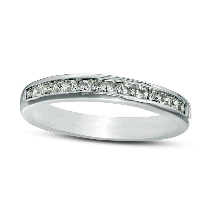 Image of ID 1 050 CT TW Princess-Cut Natural Diamond Wedding Band in Solid 10K White Gold