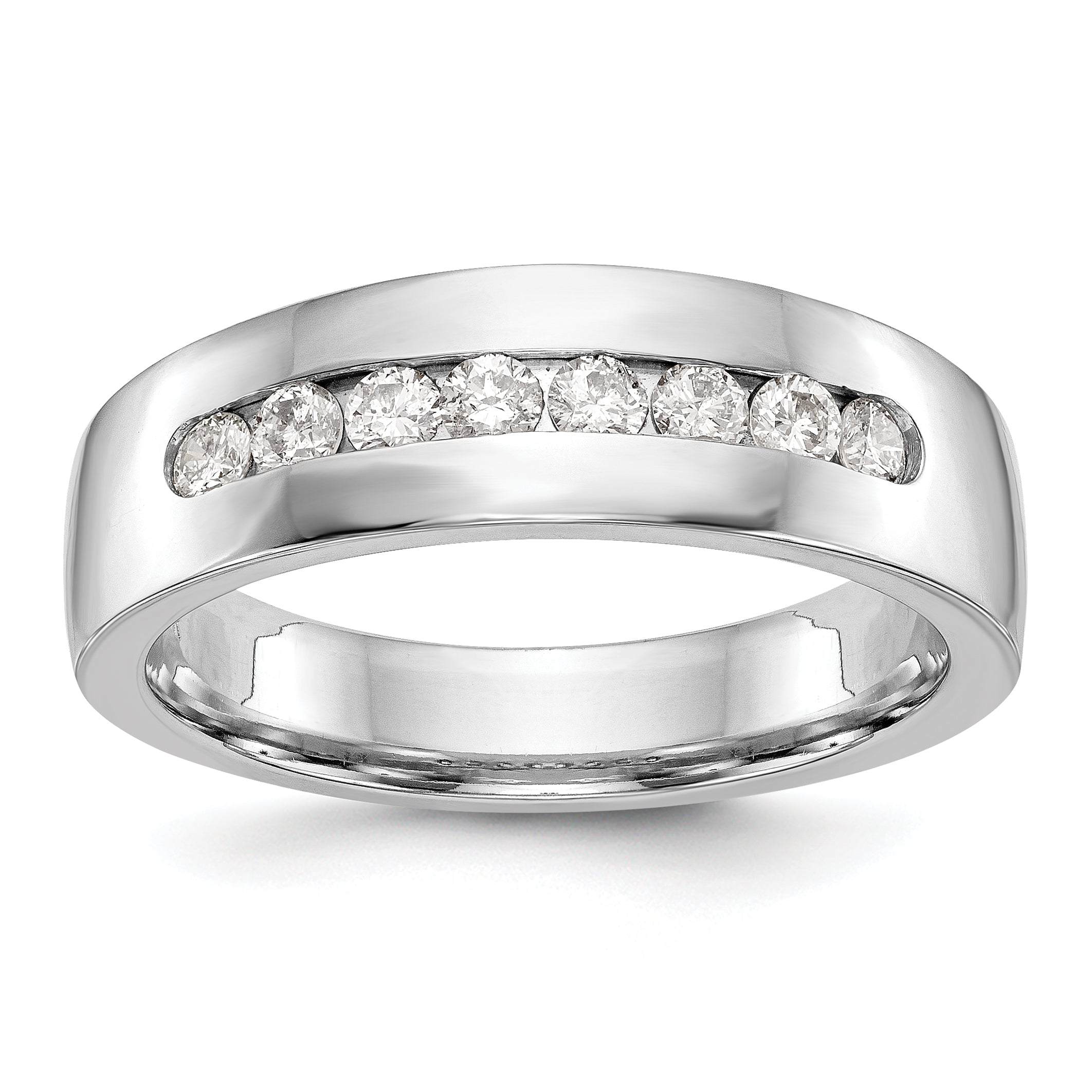 Image of ID 1 052ct CZ Solid Real 14K White Gold Men's Wedding Band Ring