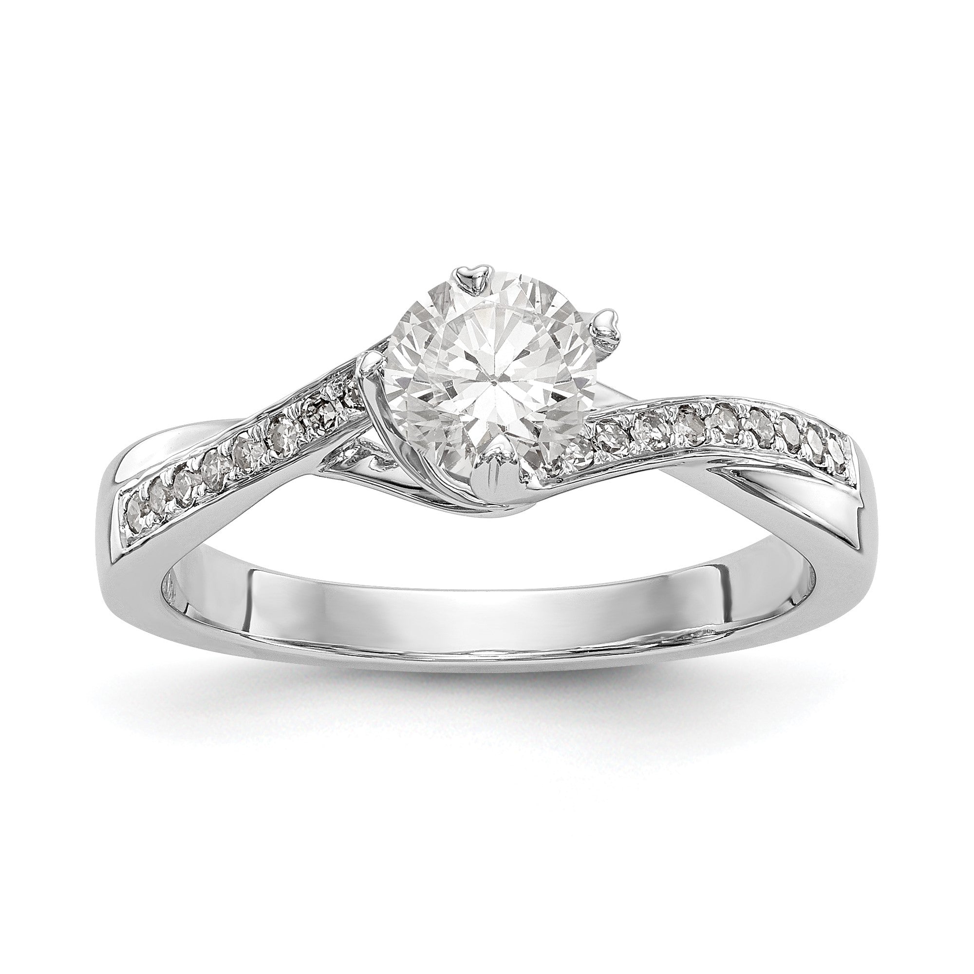 Image of ID 1 060 Ct Natural Round Diamond By-Pass Engagement Bridal Ring 14K White Gold