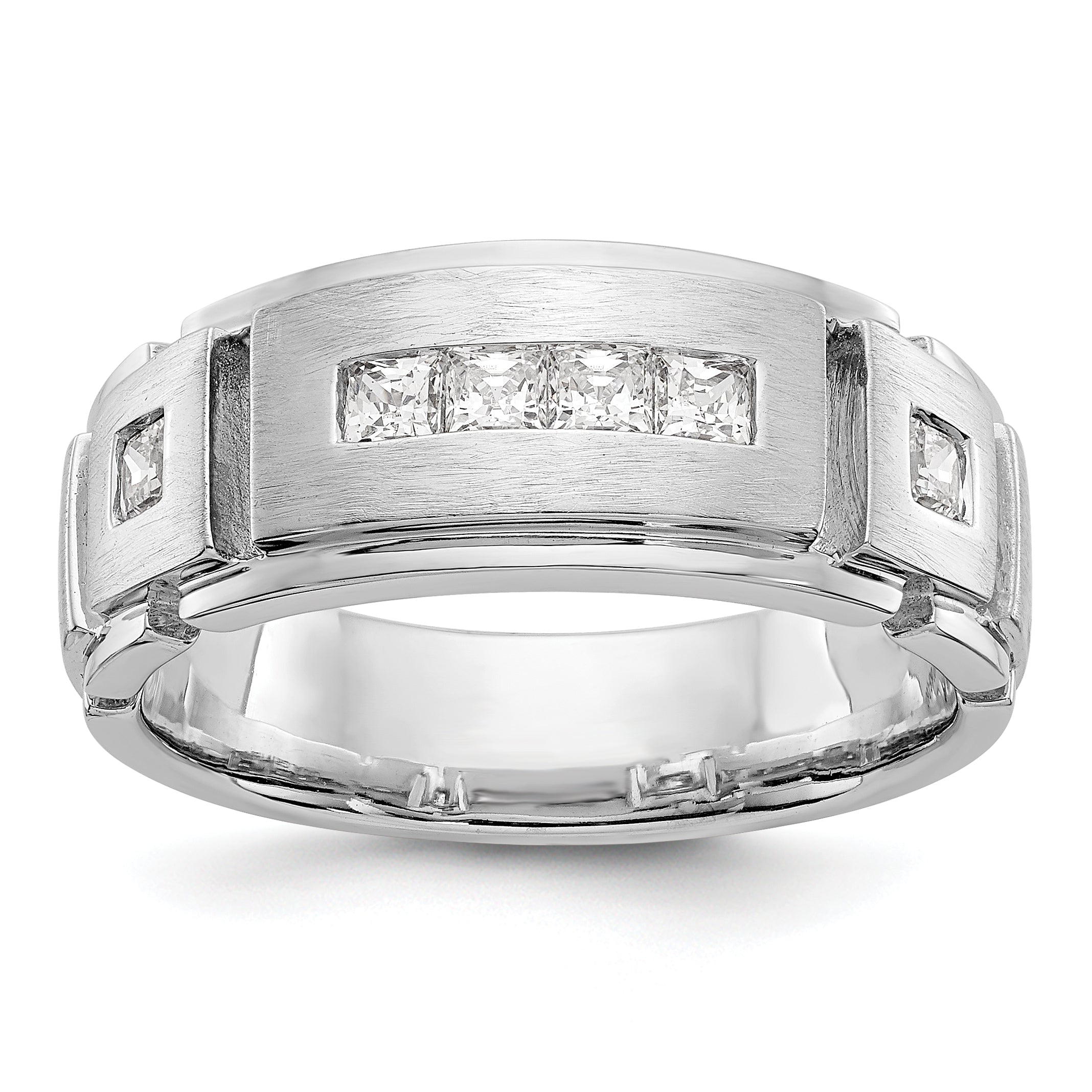 Image of ID 1 060ct CZ Solid Real 14K White Gold Men's Wedding Band Ring