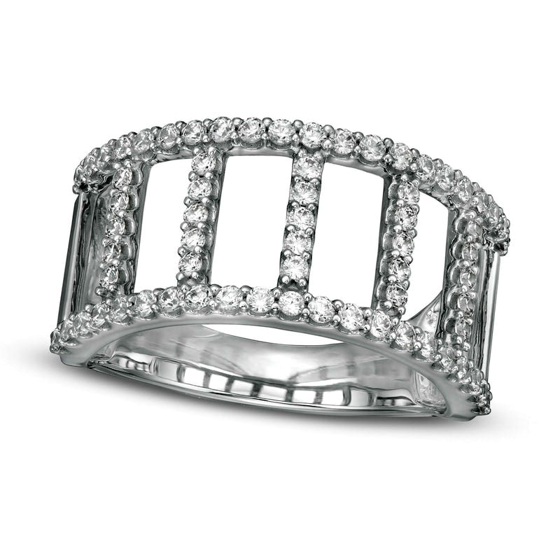 Image of ID 1 063 CT TW Certified Lab-Created Diamond Open Ladder Ring in Solid 14K White Gold (F/SI2)