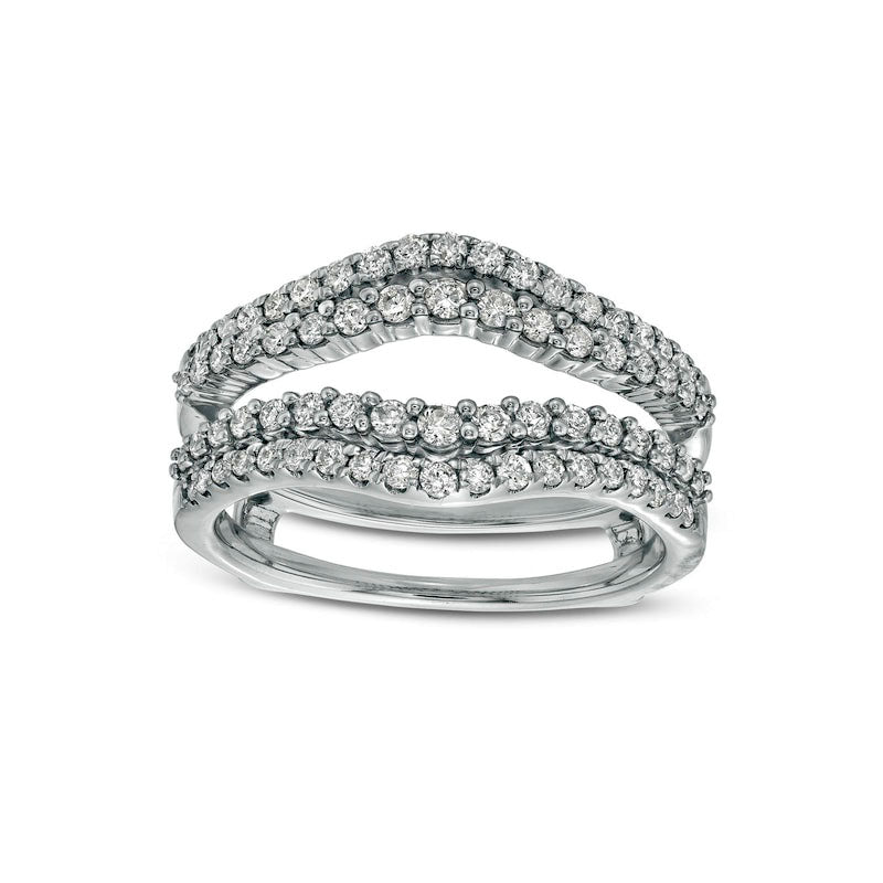Image of ID 1 063 CT TW Natural Clarity Enhanced Diamond Contour Double Row Solitaire Enhancer in Solid 14K White Gold