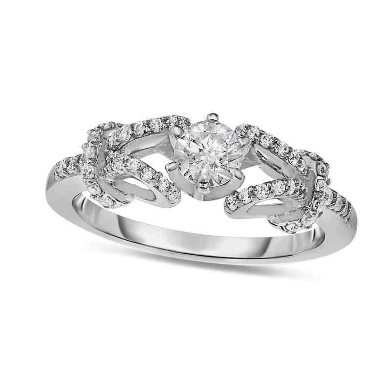 Image of ID 1 063 CT TW Natural Diamond Collar Engagement Ring in Solid 14K White Gold