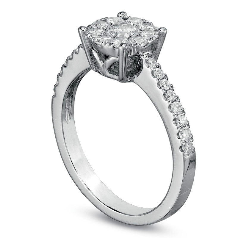 Image of ID 1 063 CT TW Natural Diamond Composite Engagement Ring in Solid 10K White Gold