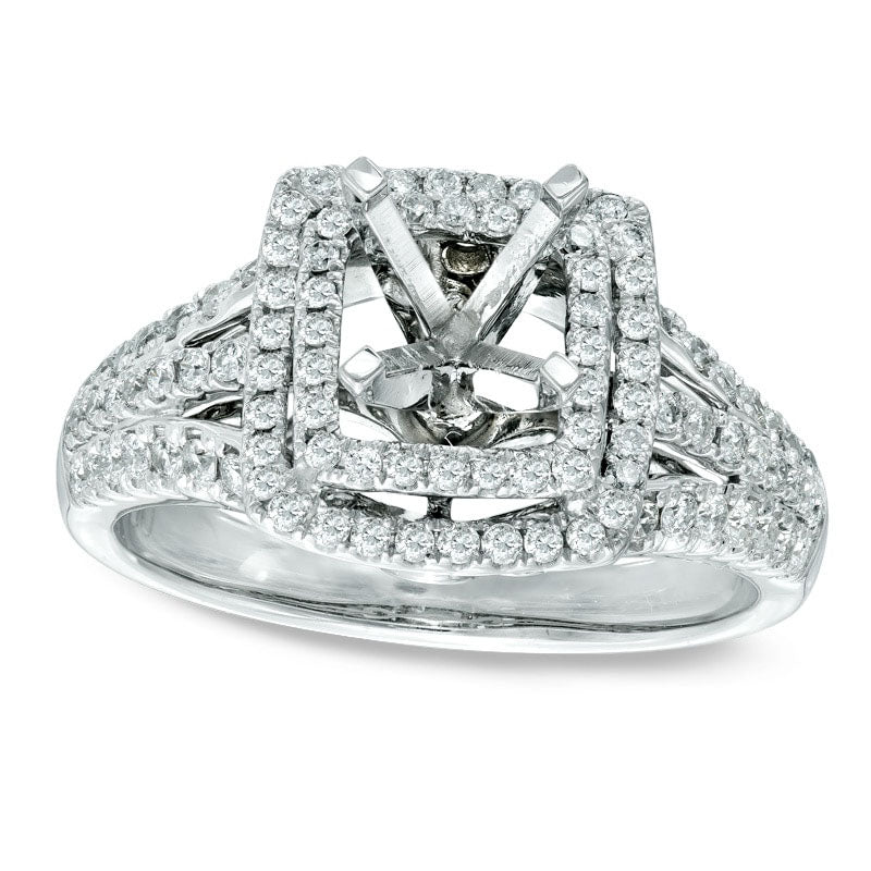 Image of ID 1 063 CT TW Natural Diamond Double Square Frame Semi-Mount in Solid 14K White Gold