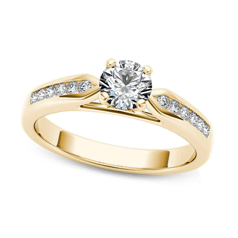 Image of ID 1 063 CT TW Natural Diamond Engagement Ring in Solid 14K Gold