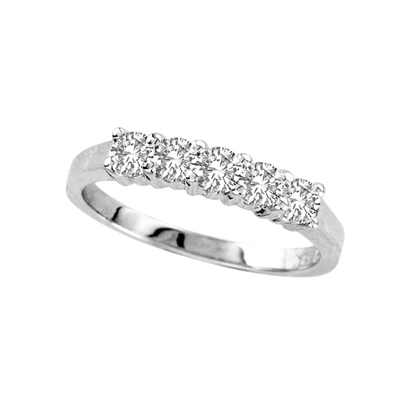 Image of ID 1 063 CT TW Natural Diamond Five Stone Wedding Band in Solid 14K White Gold