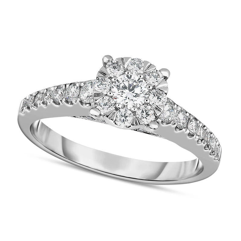 Image of ID 1 063 CT TW Natural Diamond Frame Engagement Ring in Solid 10K White Gold