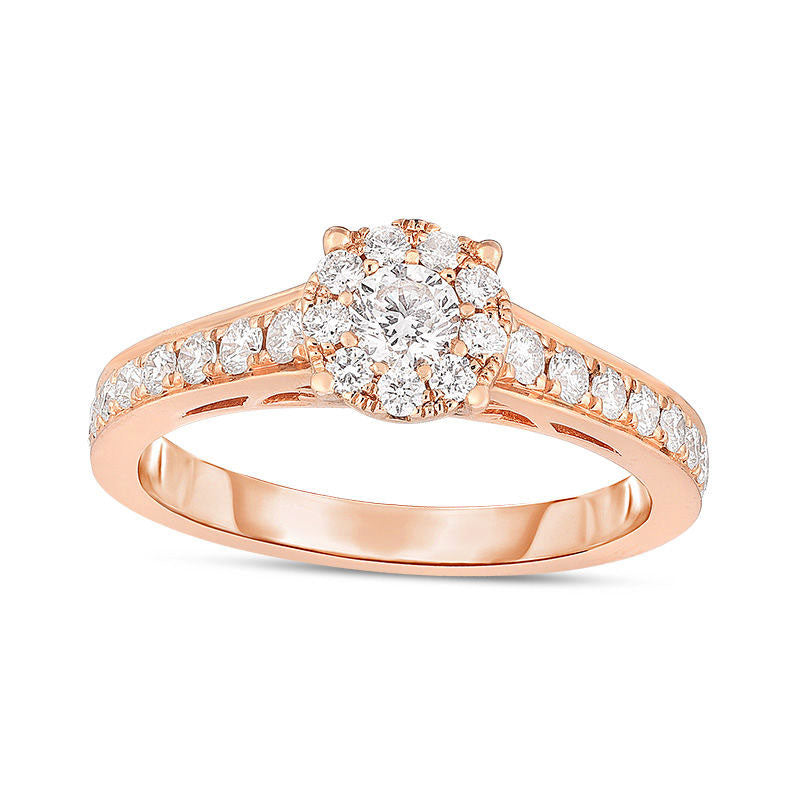 Image of ID 1 063 CT TW Natural Diamond Frame Engagement Ring in Solid 14K Rose Gold