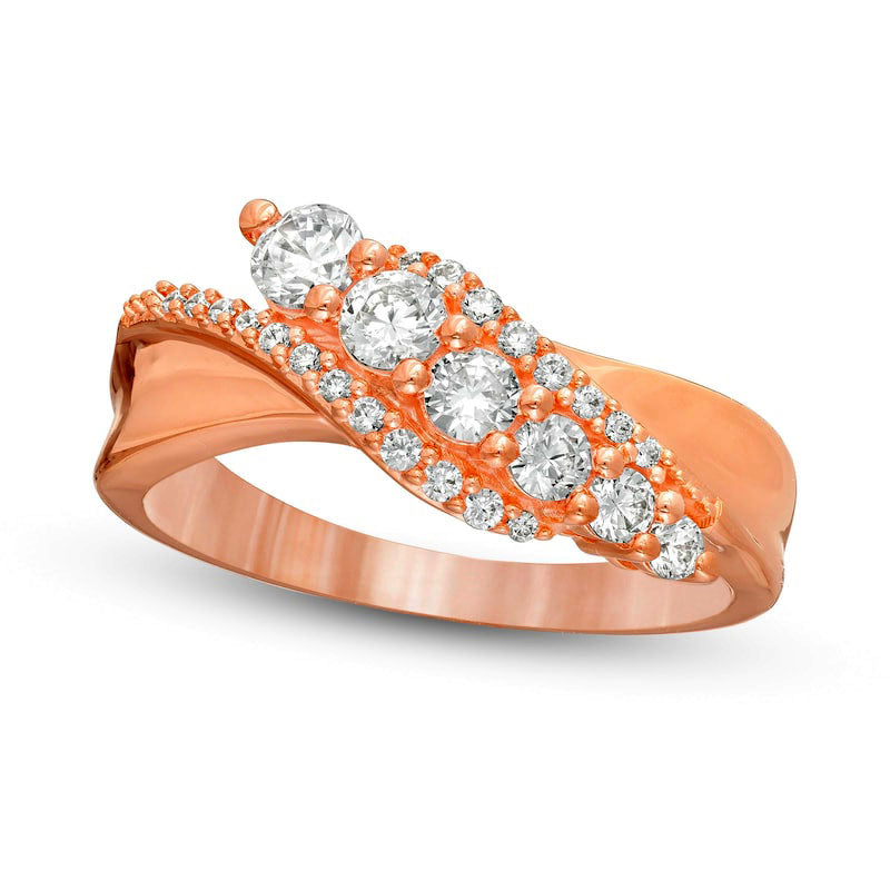 Image of ID 1 063 CT TW Natural Diamond Graduated Wrap Ring in Solid 10K Rose Gold