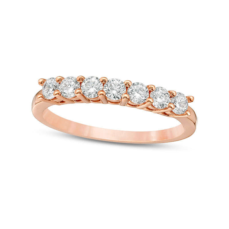 Image of ID 1 063 CT TW Natural Diamond Seven Stone Anniversary Band in Solid 10K Rose Gold