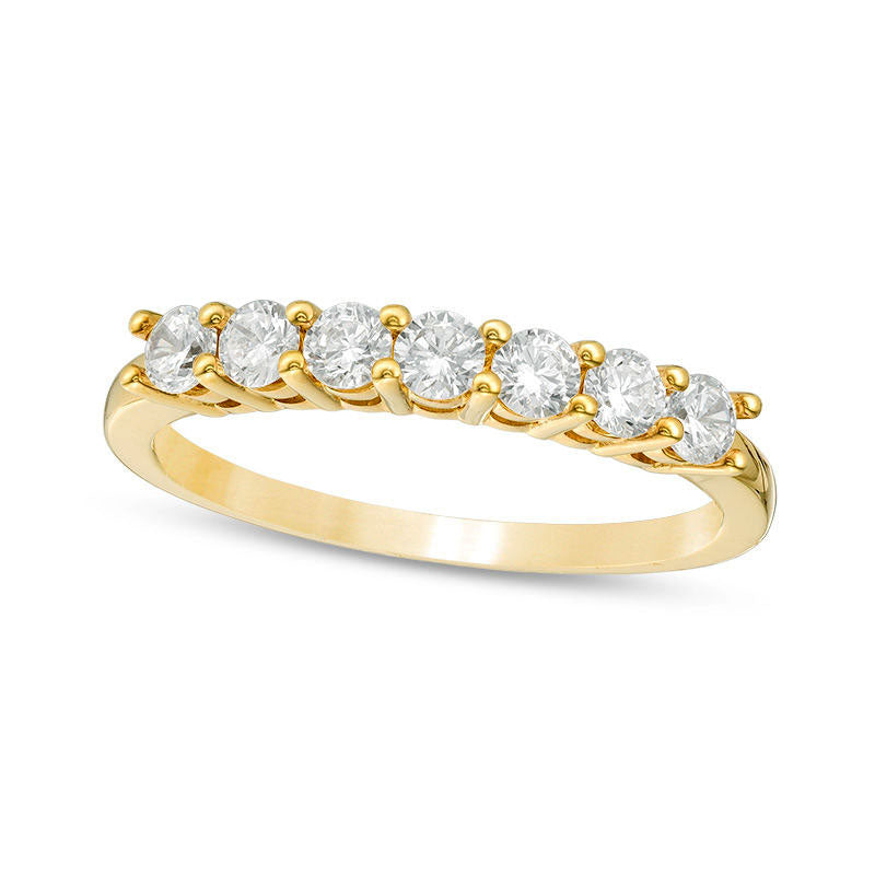 Image of ID 1 063 CT TW Natural Diamond Seven Stone Anniversary Band in Solid 10K Yellow Gold