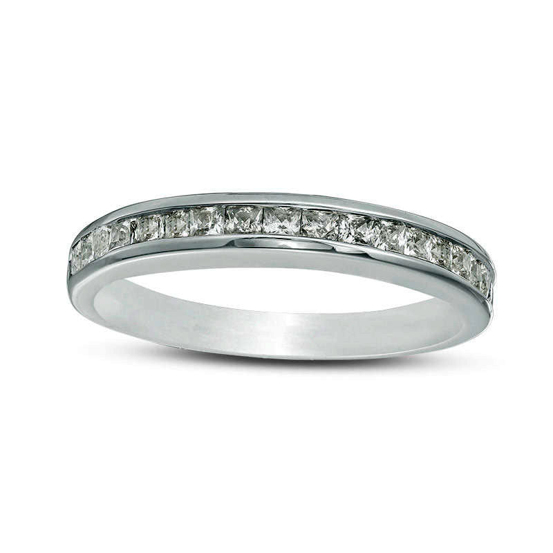 Image of ID 1 063 CT TW Princess-Cut Natural Diamond Wedding Band in Solid 10K White Gold