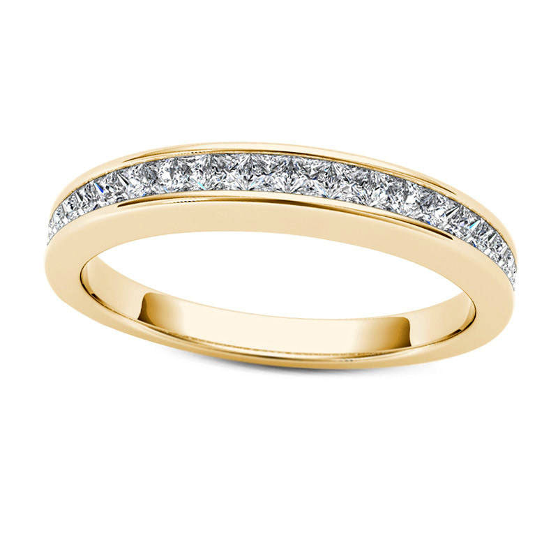 Image of ID 1 063 CT TW Princess-Cut Natural Diamond Wedding Band in Solid 10K Yellow Gold