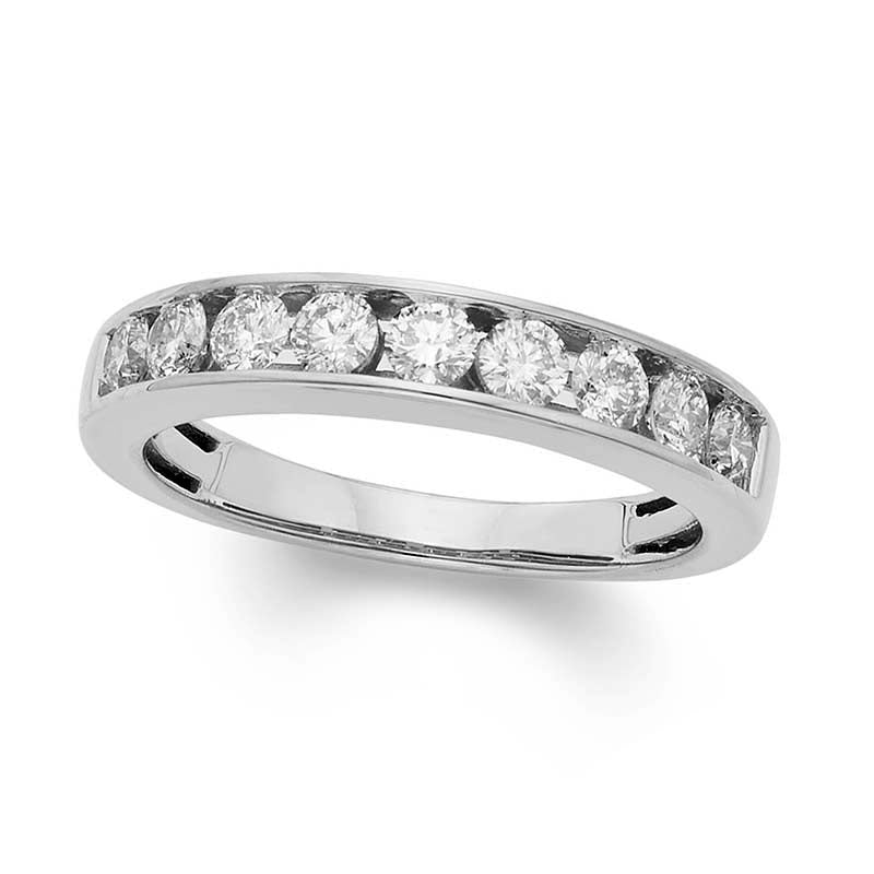 Image of ID 1 075 CT TW Certified Natural Diamond Eleven Stone Anniversary Band in Solid 14K White Gold (I/I1)
