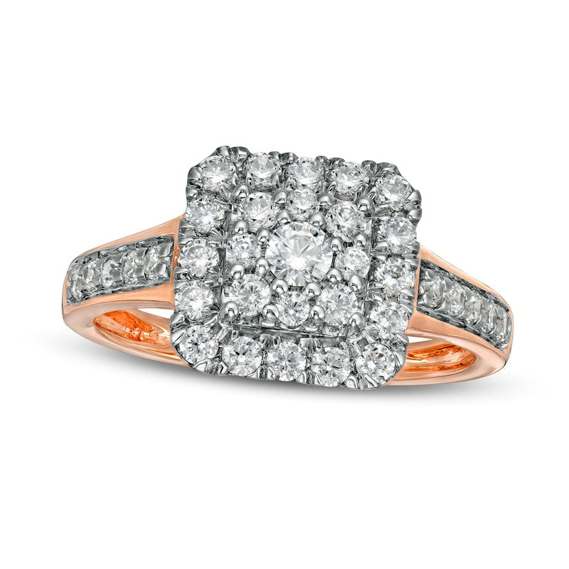 Image of ID 1 075 CT TW Composite Natural Diamond Cushion Frame Ring in Solid 10K Rose Gold