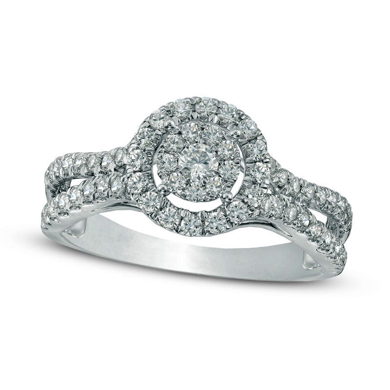 Image of ID 1 075 CT TW Composite Natural Diamond Frame Engagement Ring in Solid 10K White Gold