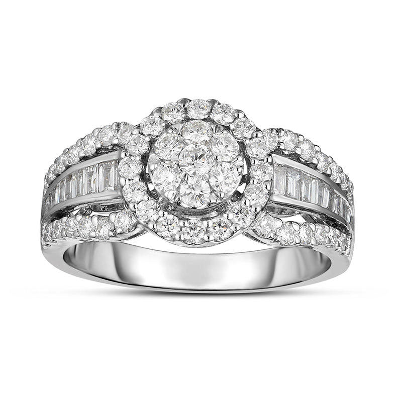 Image of ID 1 075 CT TW Composite Natural Diamond Frame Multi-Row Ring in Sterling Silver