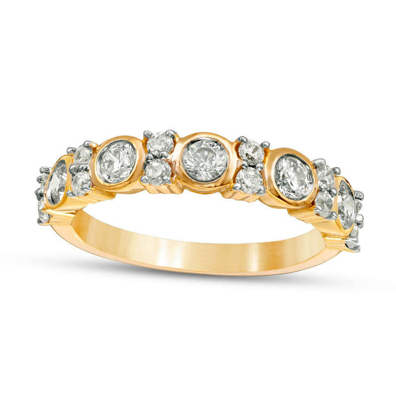 Image of ID 1 075 CT TW Natural Diamond Alternating Anniversary Band in Solid 10K Yellow Gold