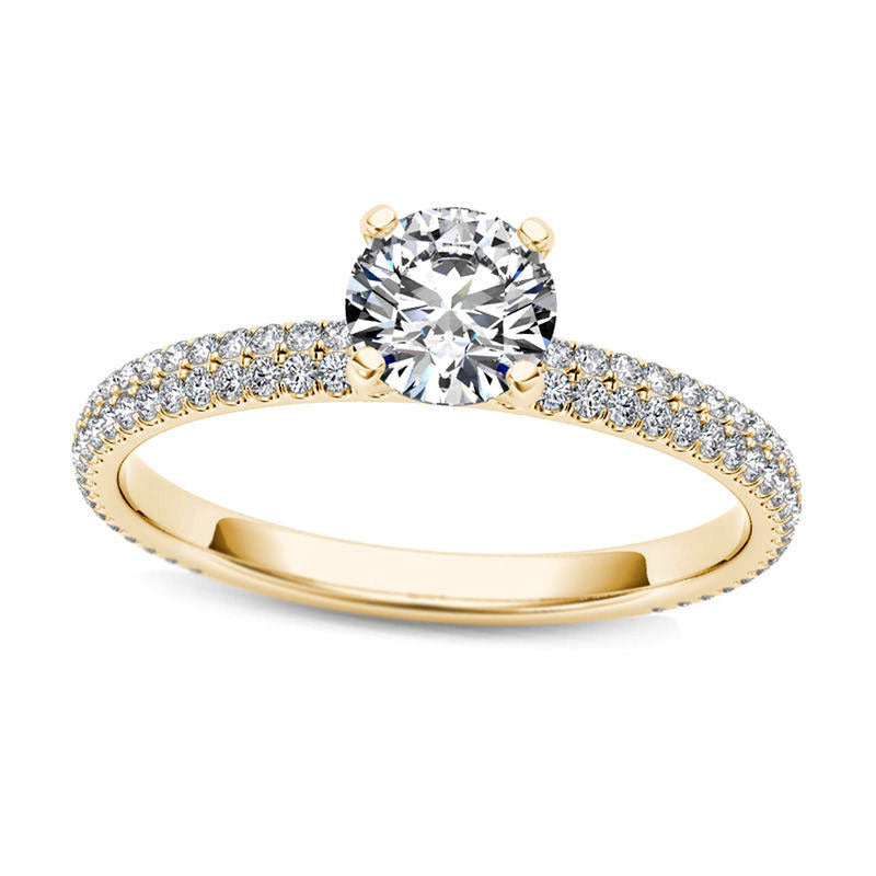 Image of ID 1 075 CT TW Natural Diamond Double Row Engagement Ring in Solid 14K Gold