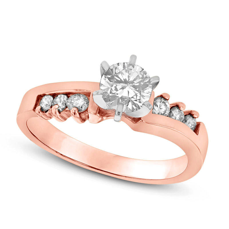 Image of ID 1 075 CT TW Natural Diamond Engagement Ring in Solid 14K Rose Gold (I/SI2)