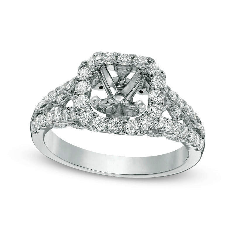 Image of ID 1 075 CT TW Natural Diamond Frame Twist Antique Vintage-Style Semi-Mount in Solid 14K White Gold (G/SI2)