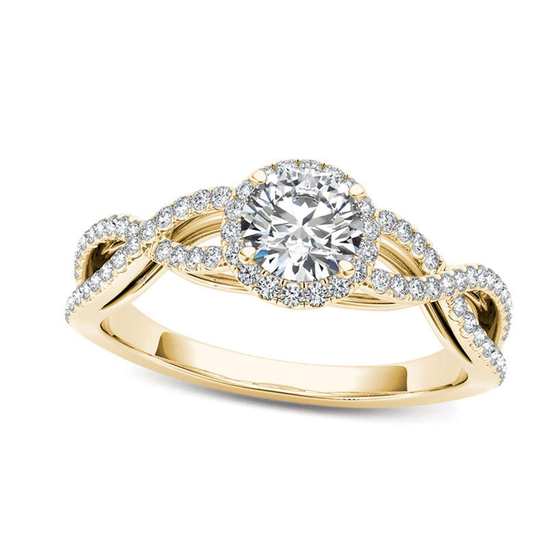 Image of ID 1 075 CT TW Natural Diamond Frame Twist Engagement Ring in Solid 14K Gold