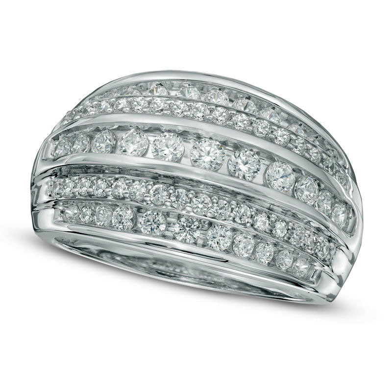 Image of ID 1 075 CT TW Natural Diamond Layered Anniversary Ring in Solid 10K White Gold