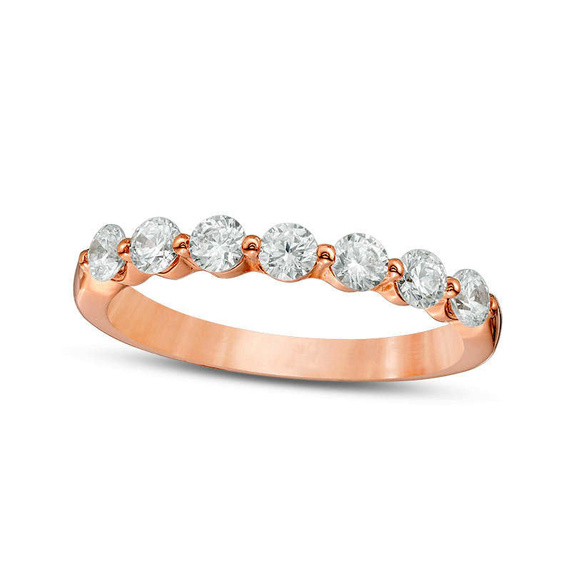 Image of ID 1 075 CT TW Natural Diamond Seven Stone Anniversary Band in Solid 10K Rose Gold