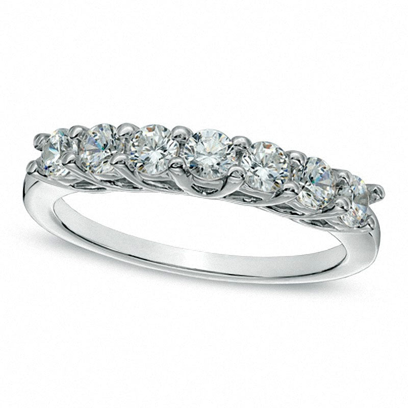 Image of ID 1 075 CT TW Natural Diamond Seven Stone Anniversary Band in Solid 10K White Gold