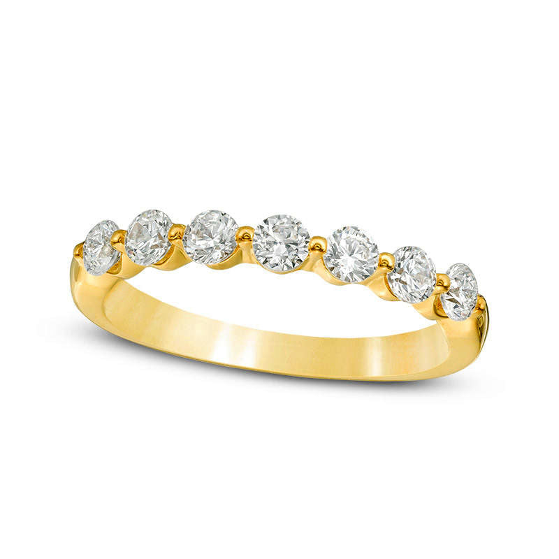 Image of ID 1 075 CT TW Natural Diamond Seven Stone Anniversary Band in Solid 10K Yellow Gold