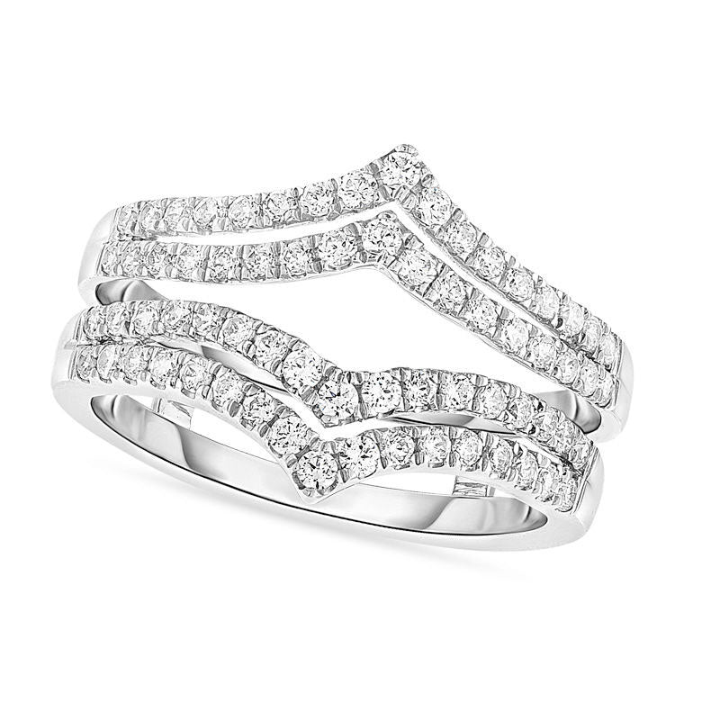 Image of ID 1 075 CT TW Natural Diamond Split Chevron Arch Enhancer in Solid 14K White Gold