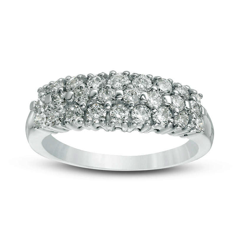 Image of ID 1 075 CT TW Natural Diamond Three Row Anniversary Band in Solid 10K White Gold