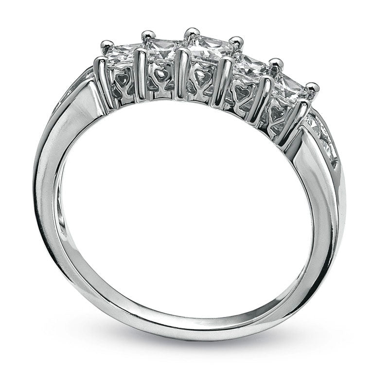 Image of ID 1 075 CT TW Princess-Cut Natural Diamond Nine Stone Band in Solid 10K White Gold