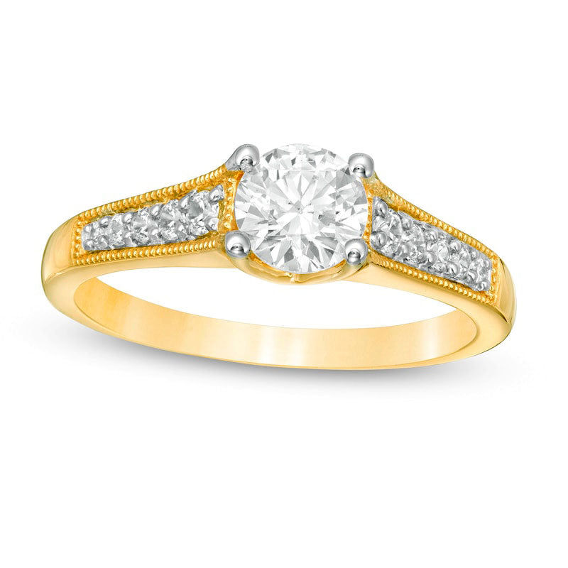 Image of ID 1 088 CT TW Natural Diamond Antique Vintage-Style Engagement Ring in Solid 14K Gold