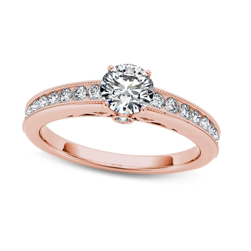 Image of ID 1 088 CT TW Natural Diamond Engagement Ring in Solid 14K Rose Gold