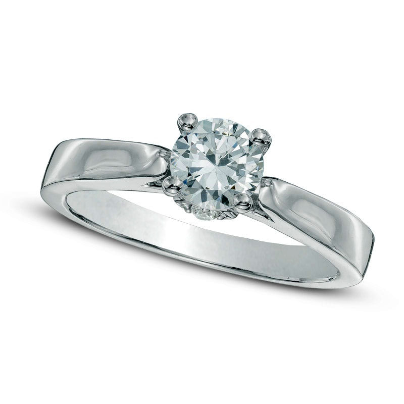 Image of ID 1 088 CT TW Natural Diamond Engagement Ring in Solid 14K White Gold (I/I2)