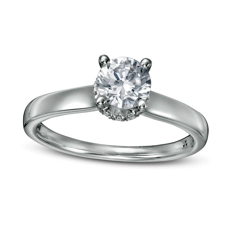 Image of ID 1 088 CT TW Natural Diamond Frame Engagement Ring in Solid 14K White Gold (I/I2)