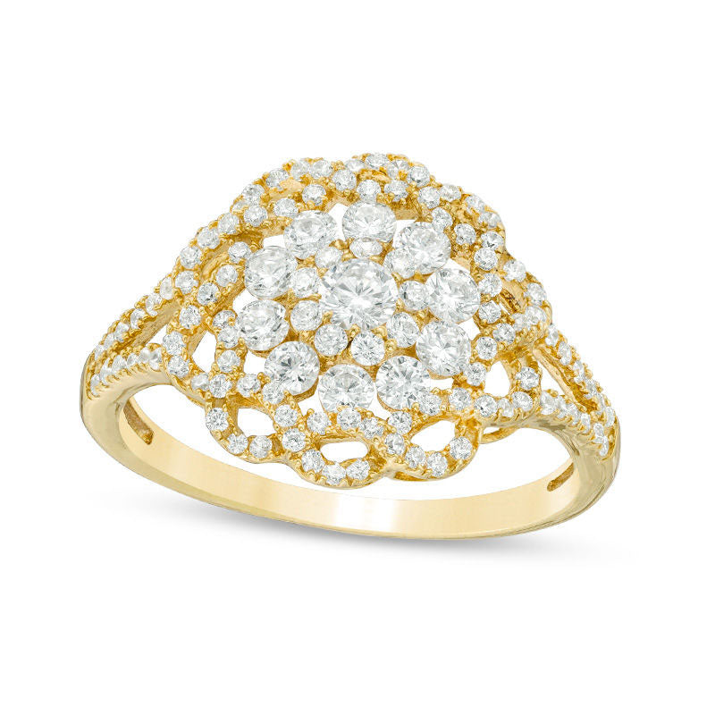 Image of ID 1 088 CT TW Natural Diamond Frame Ribbon Ring in Solid 10K Yellow Gold