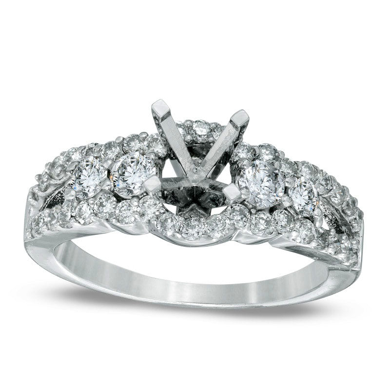 Image of ID 1 088 CT TW Natural Diamond Frame Semi-Mount in Solid 14K White Gold