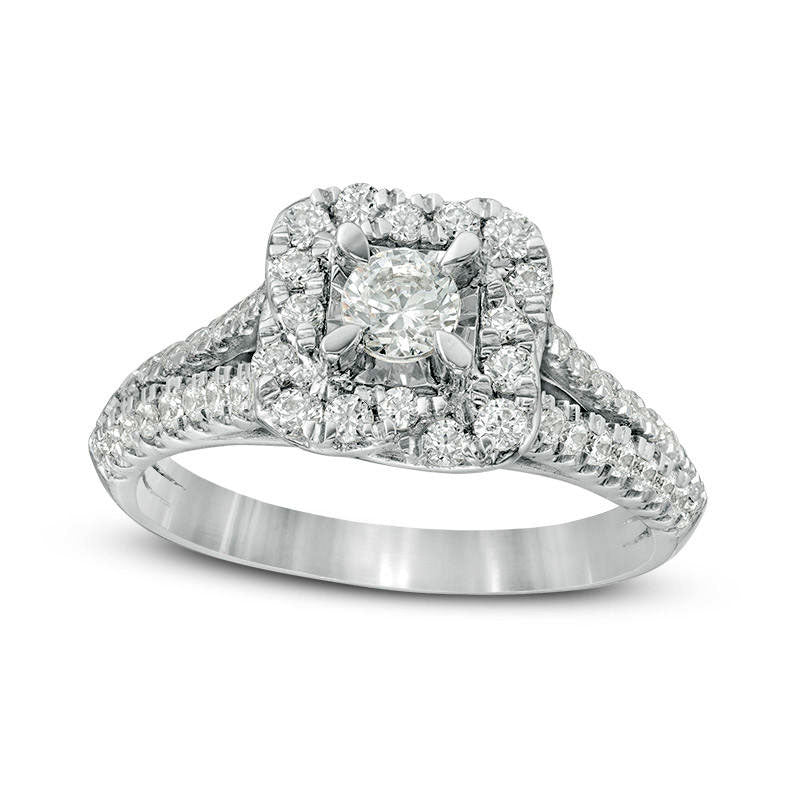 Image of ID 1 088 CT TW Natural Diamond Knot Frame Split-Shank Engagement Ring in Solid 10K White Gold