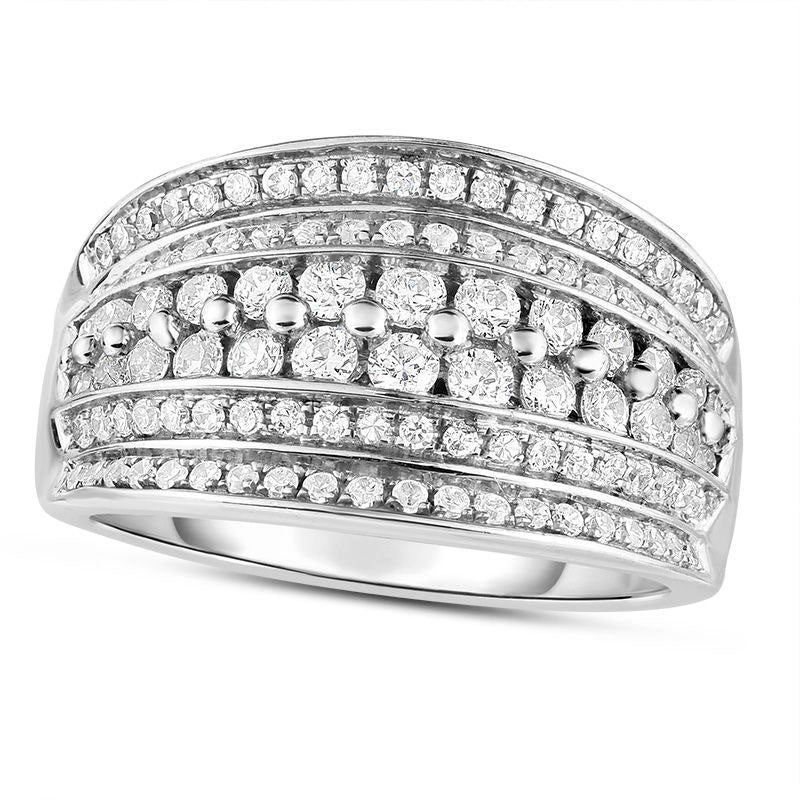 Image of ID 1 088 CT TW Natural Diamond Six Row Band in Solid 14K White Gold