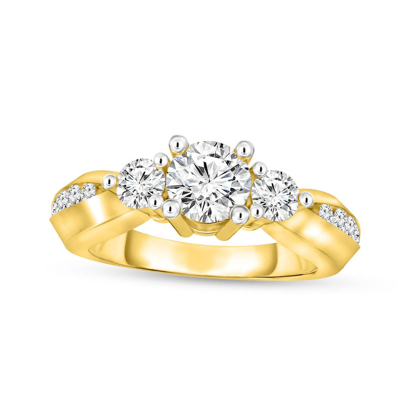 Image of ID 1 088 CT TW Natural Diamond Three Stone Engagement Ring in Solid 14K Gold