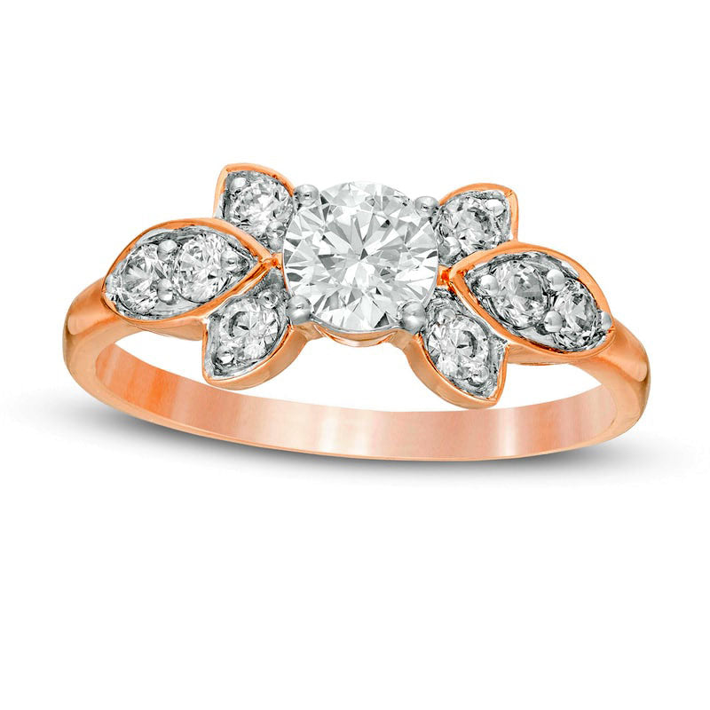 Image of ID 1 088 CT TW Natural Diamond Tri-Sides Engagement Ring in Solid 10K Rose Gold
