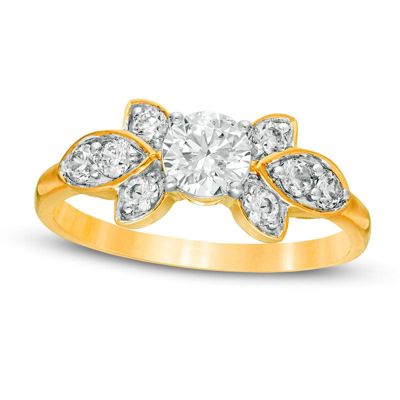 Image of ID 1 088 CT TW Natural Diamond Tri-Sides Engagement Ring in Solid 10K Yellow Gold