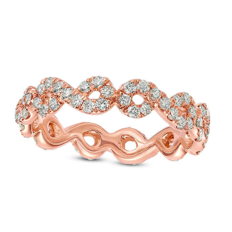 Image of ID 1 088 CT TW Natural Diamond Twist Eternity Band in Solid 14K Rose Gold