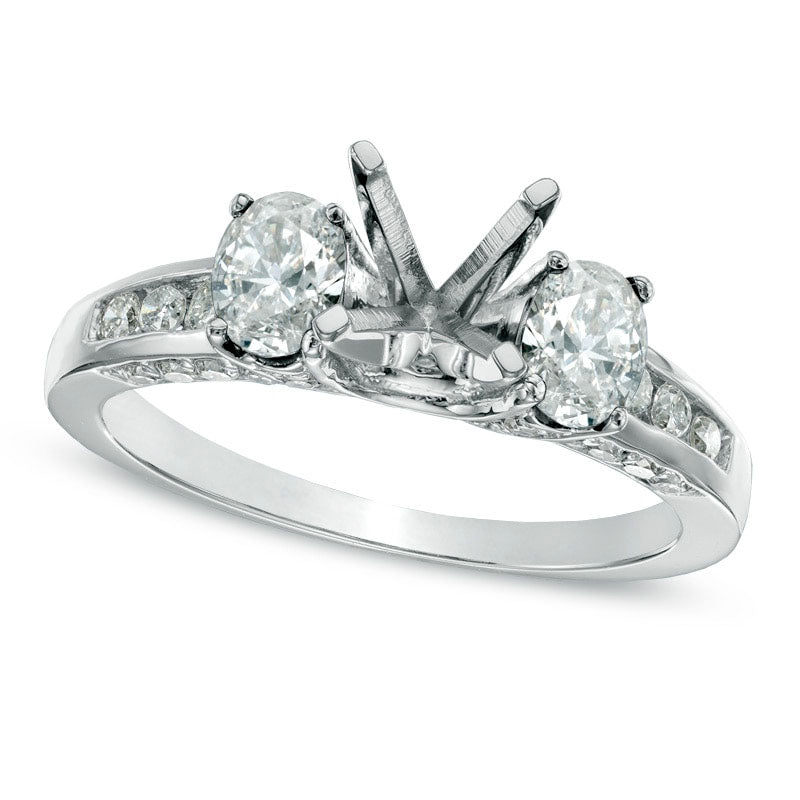 Image of ID 1 088 CT TW Oval Natural Diamond Semi-Mount in Solid 14K White Gold