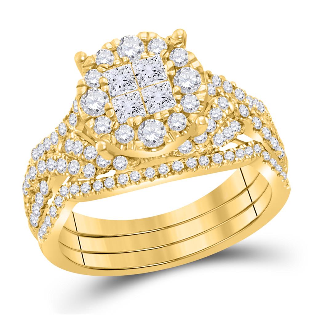 Image of ID 1 1 1/2 CT Natural Diamond Bridal Engagement Ring Set in Solid 14K Yellow Gold