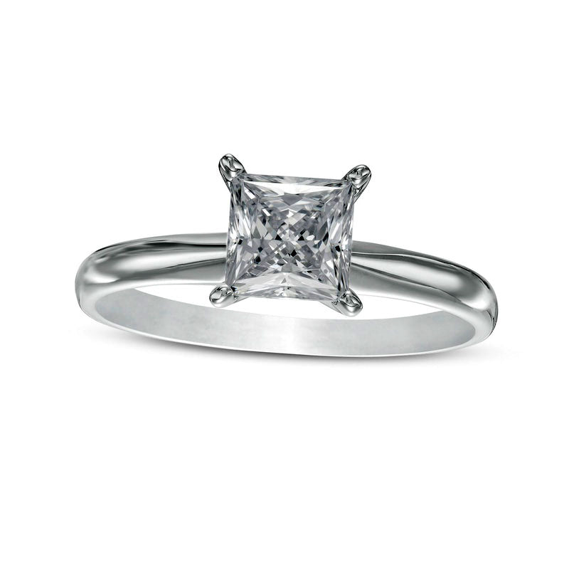 Image of ID 1 10 CT Certified Princess-Cut Lab-Created Diamond Solitaire Engagement Ring in Solid 14K White Gold (F/VS2)