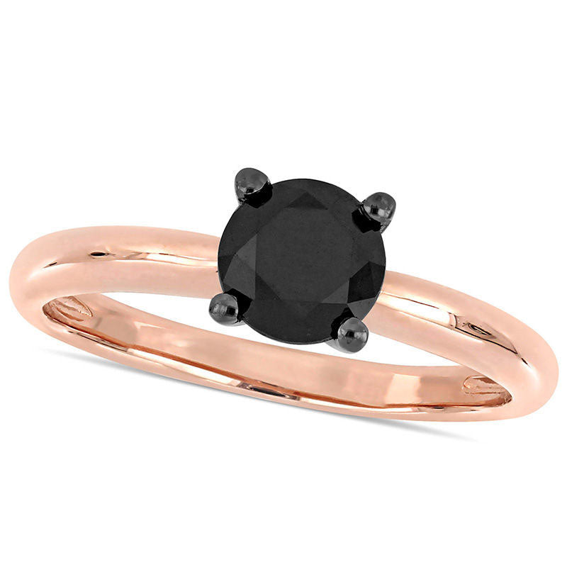 Image of ID 1 10 CT Enhanced Black Natural Clarity Enhanced Diamond Solitaire Engagement Ring in Solid 14K Rose Gold